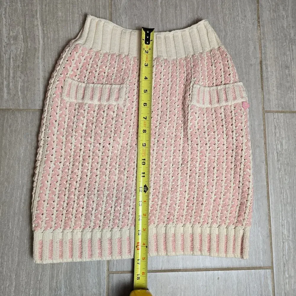 CHANEL cream & pink cotton 2018 18P RIBBON KNIT MINI Skirt 34